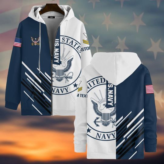 Customized US Navy Veteran Shirts 3D Zip Hoodie