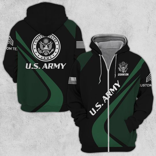 Customized U.S Veteran 3D Zip Hoodie