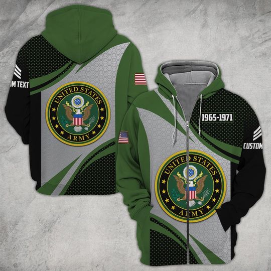 Customized US Military Proudly Served 3D Zip Hoodie