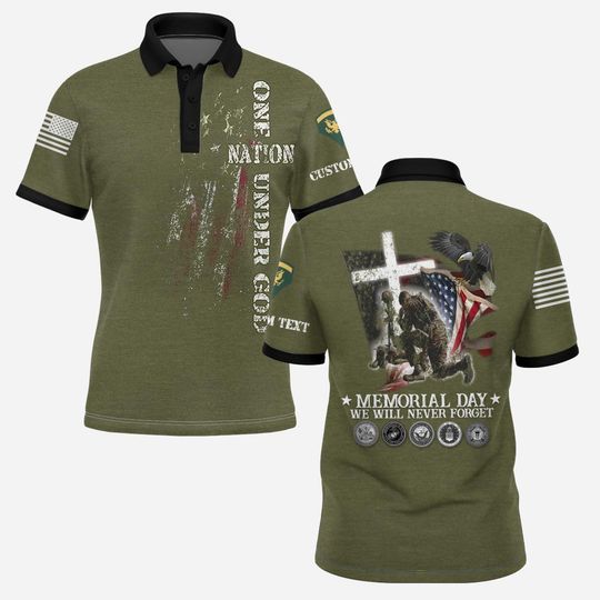 Memorial Day We Will Never Forget – One Nation Under God Polo Shirt