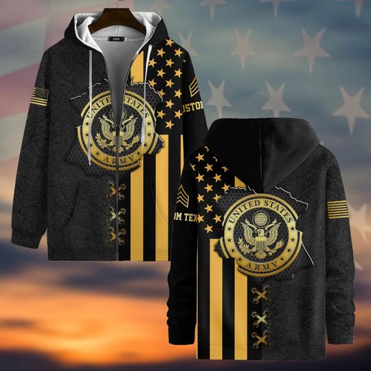 Customized Veteran  3D Zip Hoodie