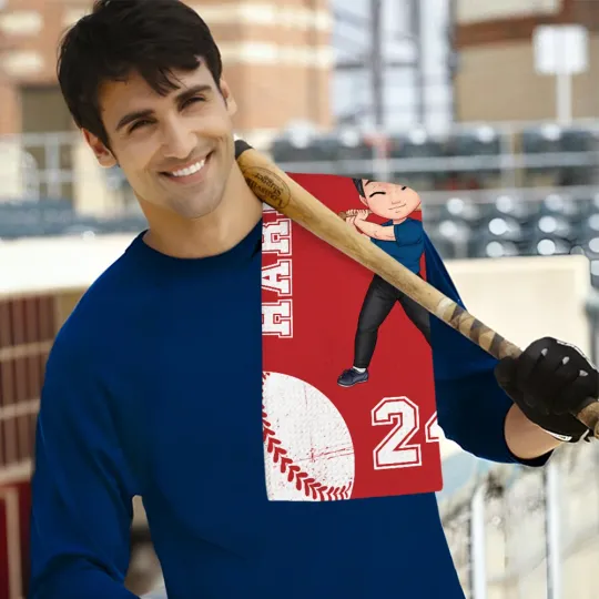 Personalised Ball Sports Cartoon Character Super Absorbent Waffle Sport Towel with Name and Hanging Clip Gym Workout Birthday Gift for Sports Lover