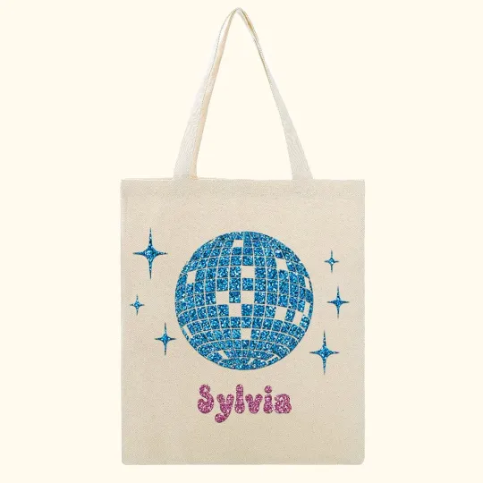 Personalised Glitter Disco Ball Tote Bag Bridesmaid Gift