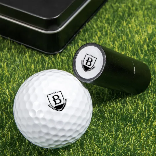 Personalised Monogrammed Initial Golf Ball Stamp with Metal Storage Box Birthday Father's Day Gift for Golf Player