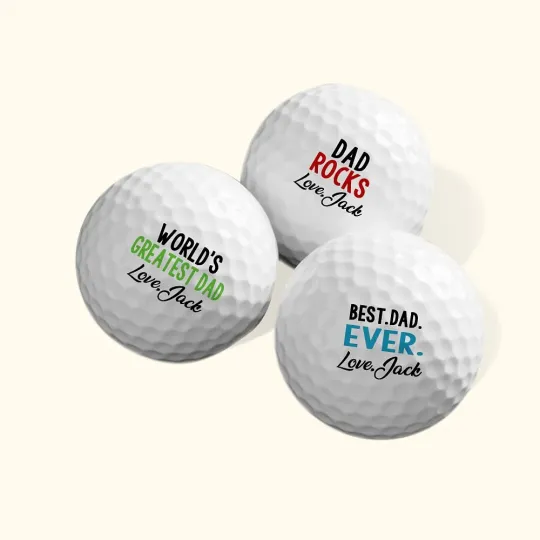 Personalised Best Dad Ever Golf Ball with Engraved Name  Set of 3 Father's Day Birthday Gift for Him