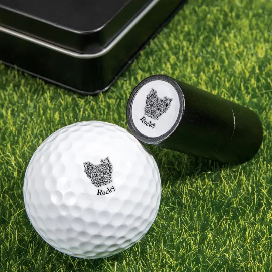 Personalised Dog Cat Pet Portrait Photo Golf Ball Self-inking Stamp with Metal Storage Box and Name Birthday Gift for Golf Players Pet Lovers