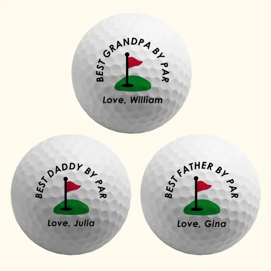 Personalised Best Husband Father By Par Flag Pattern Golf Ball with Text and Name  Father's Day Birthday Gift for Golf Lover