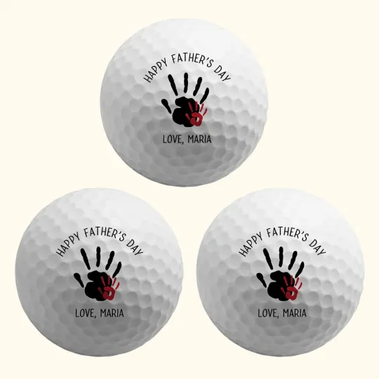 Personalised Happy Father's Day Hand Print Golf Ball with Text and Name Birthday Father's Day Gift for Golf Lover