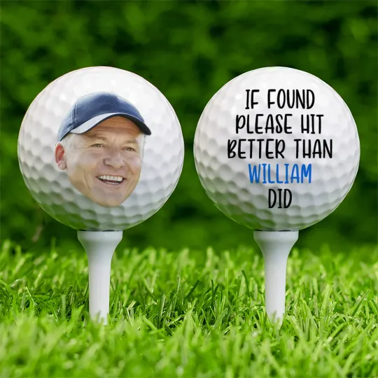 Personalised Funny Face Photo Golf Ball with Text Training Competition Birthday Gift for Golf Player