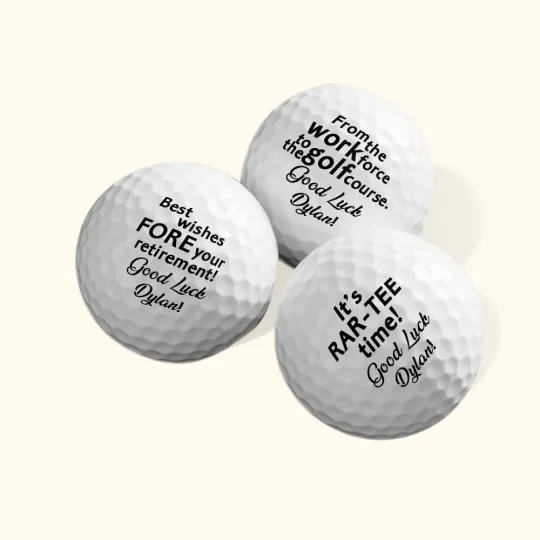 Personalised Retirement Wishes Golf Balls with Text Name Set of 3 Sport Accessories Funny Retirement Father's Day Gift for Golf Lover