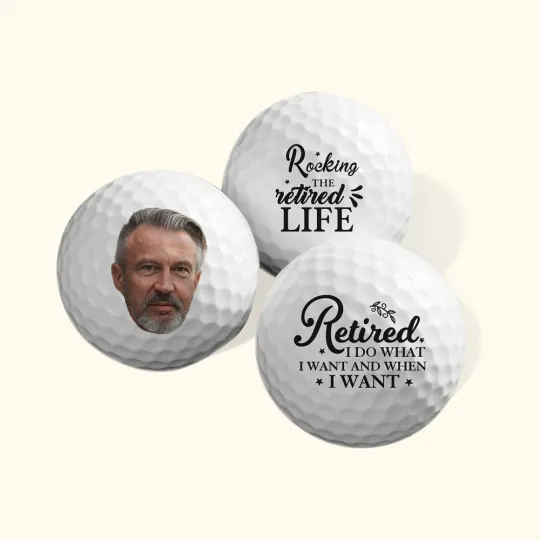 Personalised In My Retired Era Photo Golf Ball Retirement Gift for Men Golfer