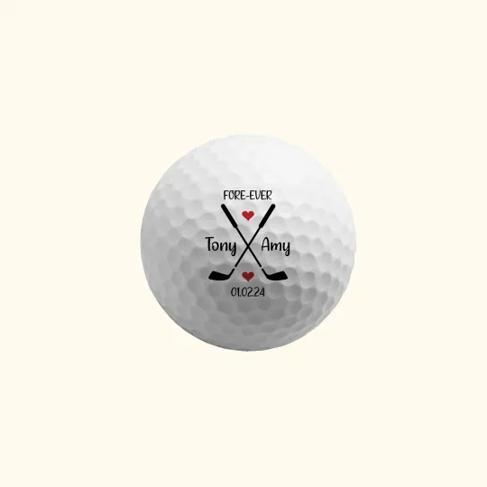 Personalised Forever Golf Ball with Text and Date Wedding Engagement Gift for Man Golf Lovers