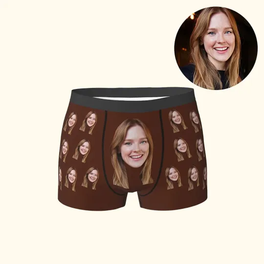 Personalised Funny Face Men's Boxers Valentine's Day Father's Day Gift for Him