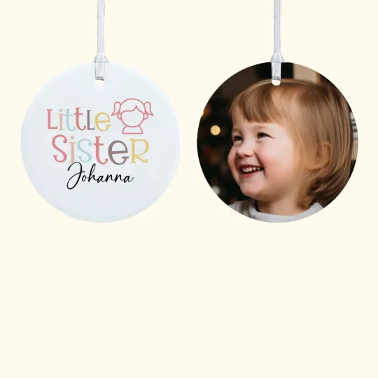 Personalised Big Little Baby Brother & Sister Ceramic Christmas Ornament Christmas Hanging Decoration Gift for Kids Brothers Sisters