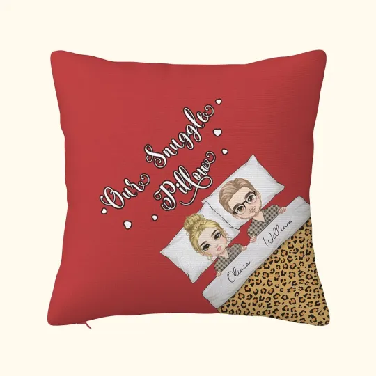 Personalised Our Snuggle Soft Throw Pillow Cover with Name Home Decor Valentine's Day Anniversary Housewarming Gift for Couple Newlywed
