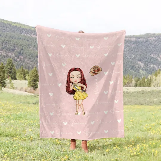 Personalised Prom Queen Birth Flower Design Soft Throw Blanket with Name  Home Decor Birthday Gift for Girls Women