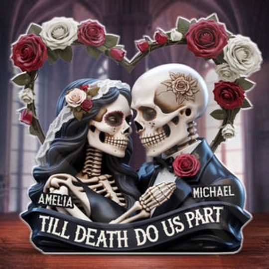 Custom Gothic Skeleton Acrylic Plaque - Personalized Anniversary Wedding Gifts