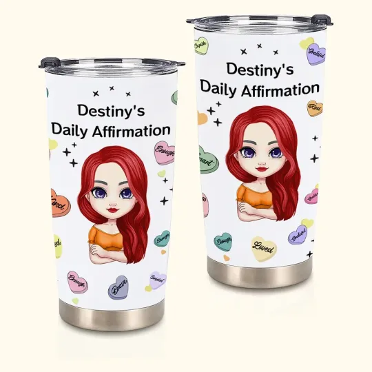 Personalised Daily Affirmation Words  20oz Tumbler Birthday Gift