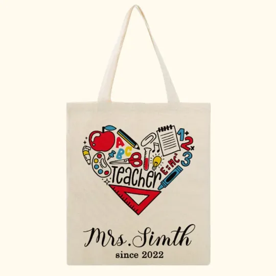 Personalised Teacher's Appreciation Canvas Tote Bags