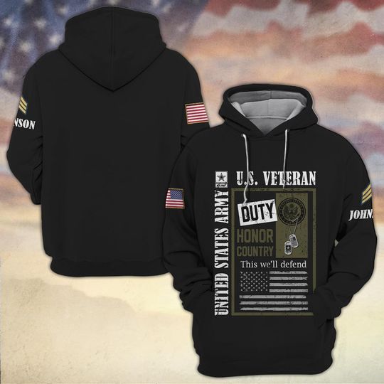Customized US Veteran Duty Honor Country 3D Hoodie
