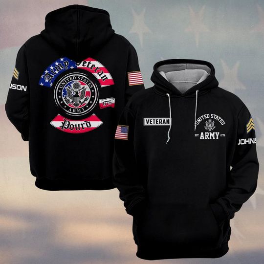 Customized US Veteran Proud 3D Hoodie