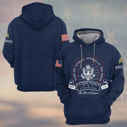 US Veteran Day 2025 Thank You Veterans – Honoring All Who Served 3D Hoodie