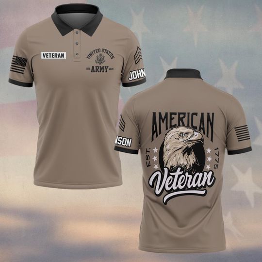 Customized American Veteran Proudly Served Polo Shirt