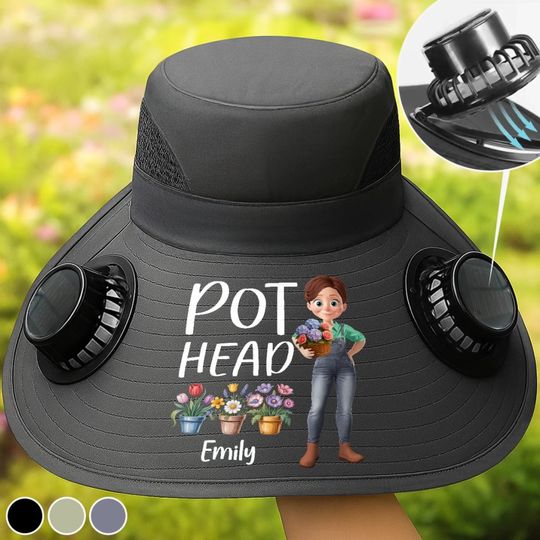 Custom Hat With Fans Solar Power - Personalized Garden Gifts For Gardeners - Let Her Garden Grow