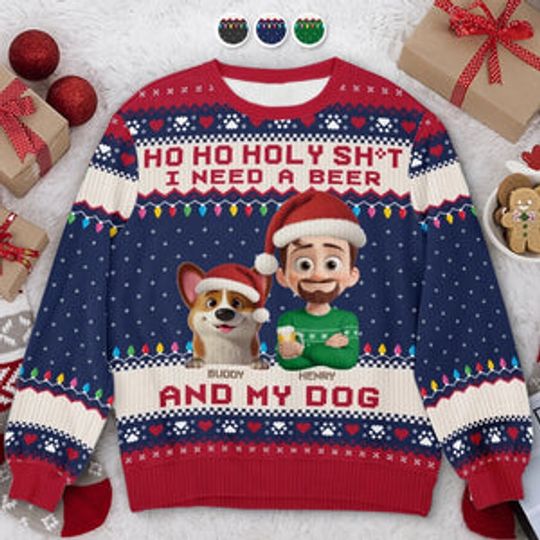 Custom Unisex Ugly Sweatshirt - Personalized  Christmas Birthday Gifts For Dog Lovers