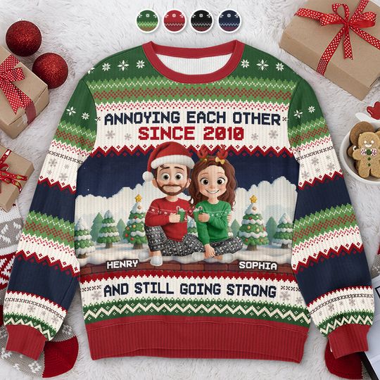 Custom Unisex Ugly Sweatshirt - Personalized Anniversary Christmas Wedding