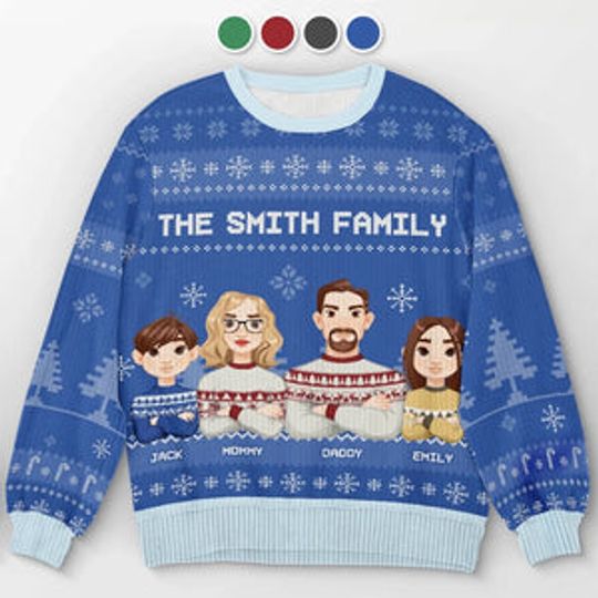 Lights Fill The Streets Spreading So Much Cheer - Family Personalized Custom Ugly Sweatshirt