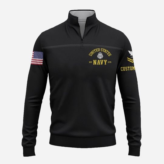 Customized US Navy Skill Zip Neck Sweaters