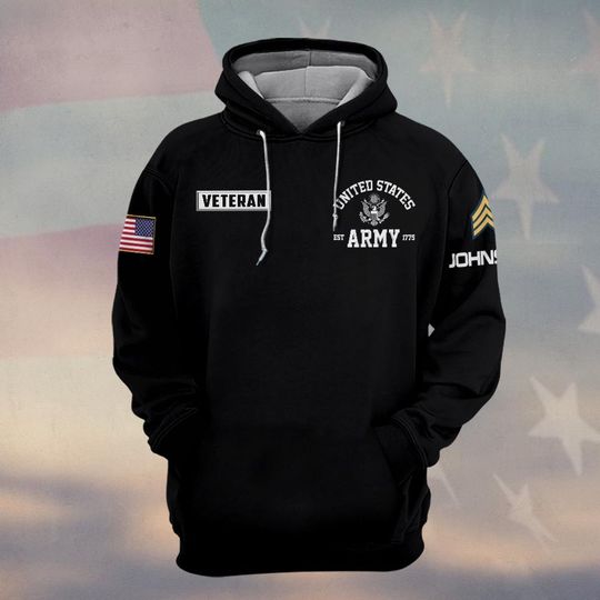 Customized US Veteran Proud 3D Hoodie