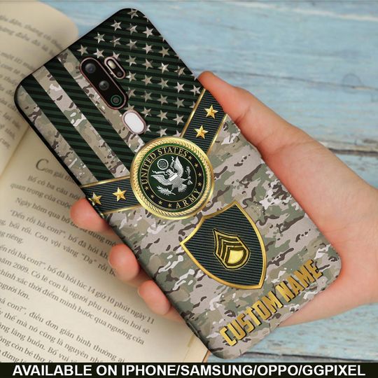 Customized US Veteran Golden Camouflage Phone Case