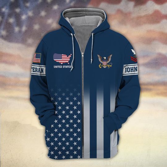 Customized United States Navy Rating 3D Zip Hoodie