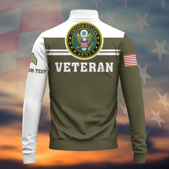 Customized US Army Veteran Zip Neck Sweaters