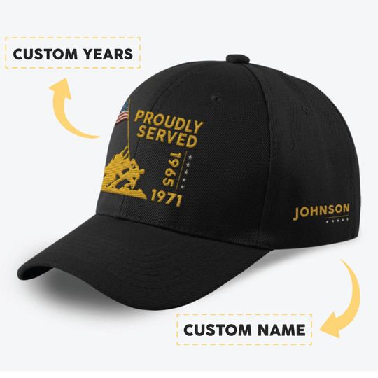 Customized Raising The Flag On Iwo Jima: US Marines’ Embroidered baseball cap