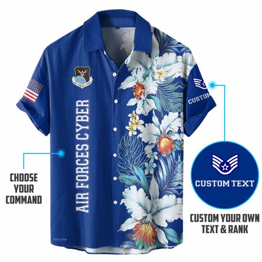 Customized United States USAF Command Hawaiian Short Sleeve Button Shirt