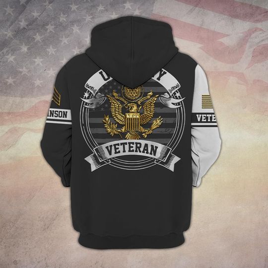 Customized US Veteran Proudly Served 3D Hoodie