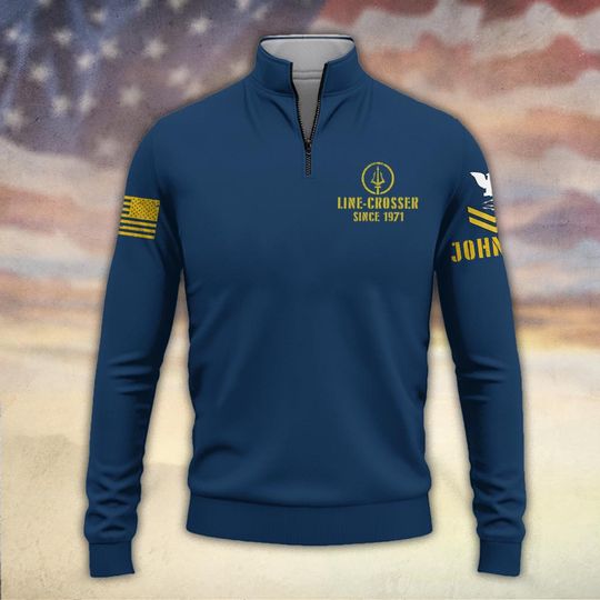 US Navy Shellback Crossing The Line Ancient Order Of The Deep Zip Neck Sweater