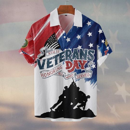 Customized U.S Veterans Day Hawaiian Shirt