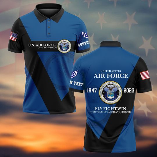 Customized USAF 76th Birthday Anniversary 1947 – 2023 Polo Shirt