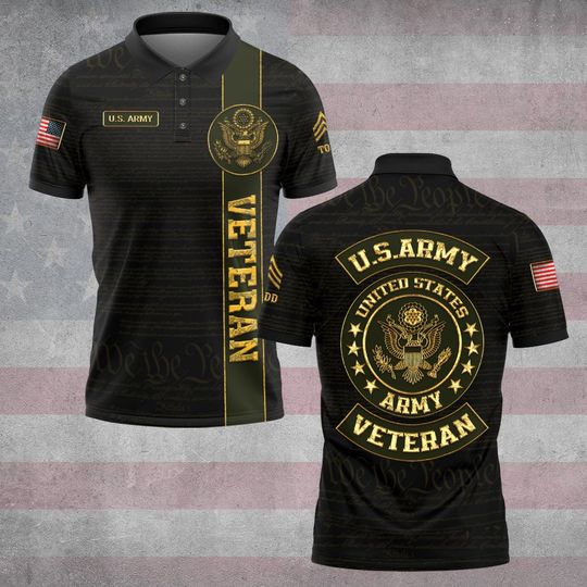 Customized Golden Patriot Military & Veterans Tribute Shirt #LT0050 – Polo Shirt