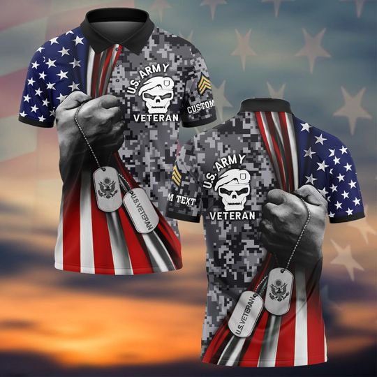 Customized U.S Veteran Camouflage Polo – Military Tribute Gift Shirt