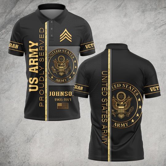 Customized US Veteran Proudly Served Polo Shirt – Patriotic Military Gift for Men