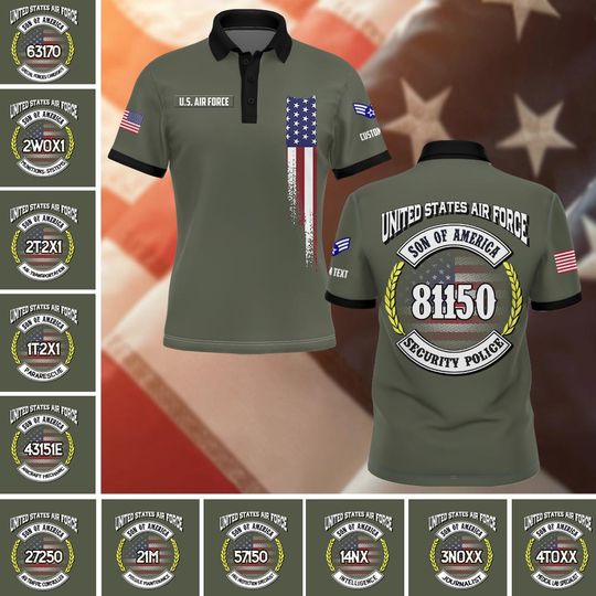 Customized AFSC – Son Of America Polo Shirt – Patriotic Military Gift for Men