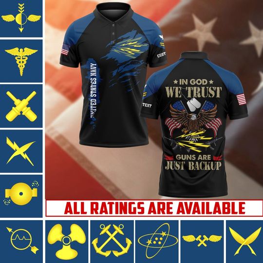 Customized U.S.Navy Ratings Polo Shirt – Patriotic Military Gift for Men