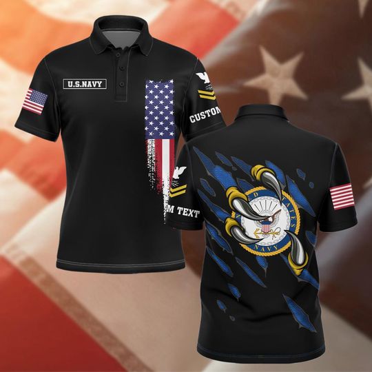 Customized U.S.Navy Eagle Claws Polo Shirt – Patriotic Military Gift for Men