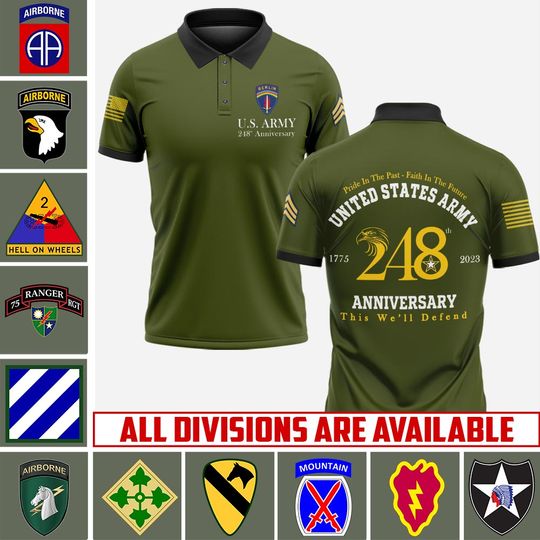 Customized US.Army Divisions Polo Shirt – Patriotic Military Gift
