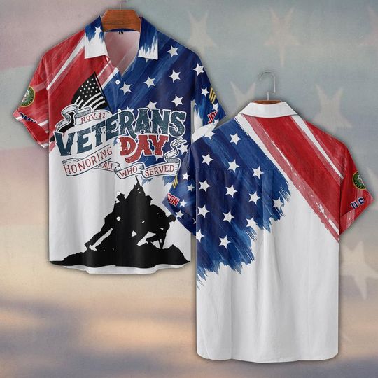 Customized U.S Veterans Day Hawaiian Shirt